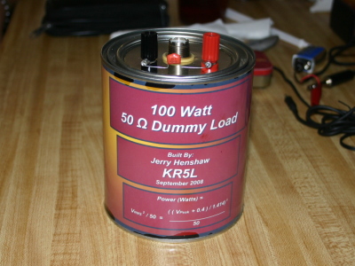 A home brew 100 watt dummy load with a diode pickup for power measurement.